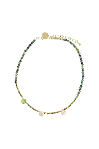 Chaîne de cheville Lily - Turquoises africaines, tourmalines et hématites