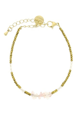 Bracelet Ambre - Quartz rose et hématites