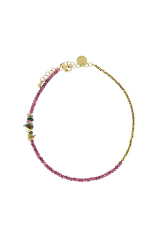 Bracelet de cheville Ambre - Rubis, tourmalines et hématites