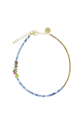 Bracelet de cheville Ambre - Cyanites, tourmalines et hématites