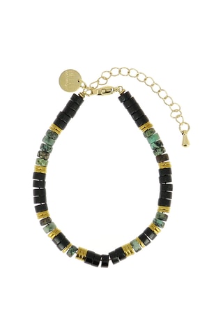 Bracelet Mila -Turquoises africaines, onyx et hématites