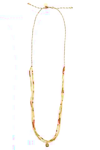 2 sautoirs dorés à l'or fin jaune July Corail Mango 