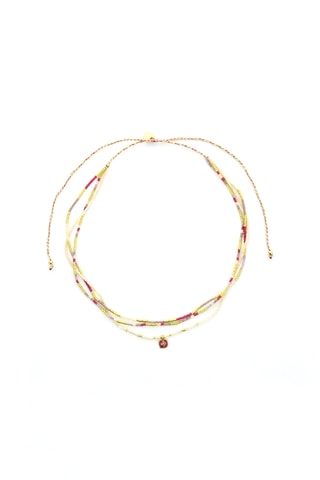 2 sautoirs dorés à l'or fin jaune July Plum bubble 