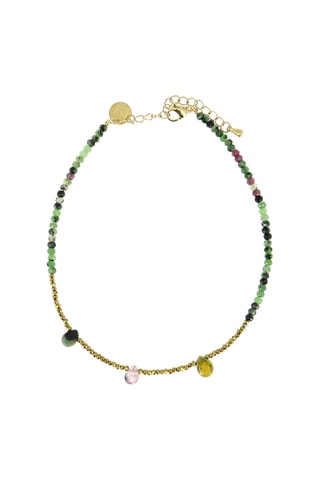 Chaîne de cheville Lily - Rubis zoïsites, tourmalines et hématites