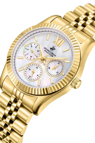 Montre à quartz en métal, céramique, plaqué ion argent, plaqué ion or jaune et plaqué ion or rose