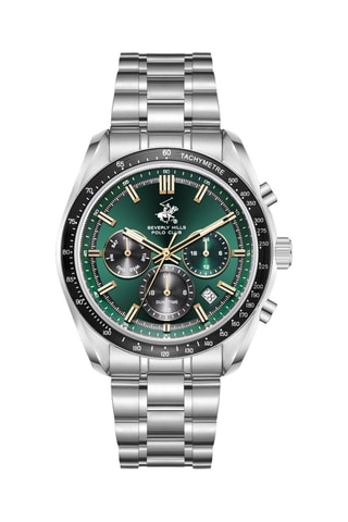 Montre en métal - Tachymètre - Chronographe - Argenté et noir