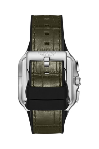 Montre en cuir - Chronographe - Vert et argenté