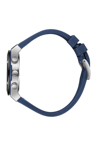 Montre à quartz en cuir et céramique - GMT - Bleu marine et anthracite