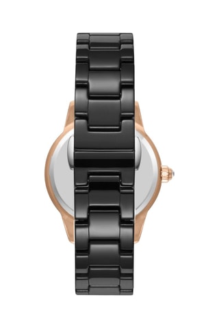 Montre à quartz en acier et céramique - Noir et doré rose