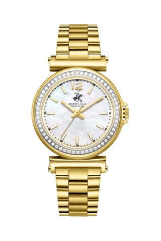 Montre à quartz en plaqué or jaune