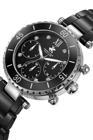 Montre à quartz en céramique et plaqué ion noir