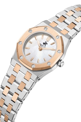 Montre à quartz en plaqué ion or rose et céramique