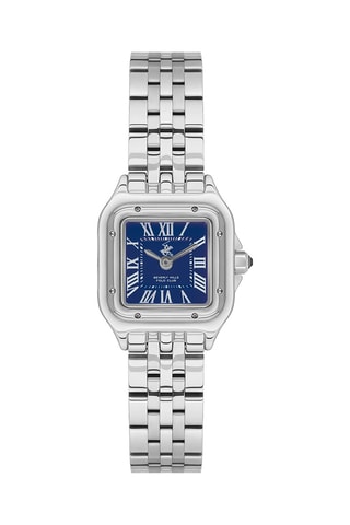 Montre à quartz en métal, plaqué ion argent et céramique