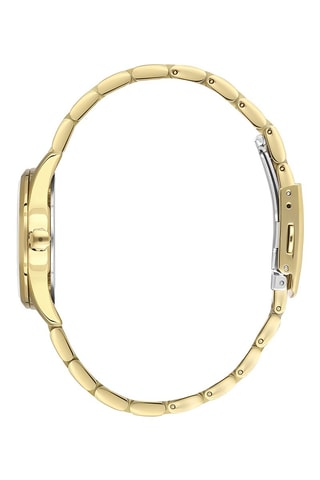 Montre à quartz en plaqué ion or jaune, diamant et céramique