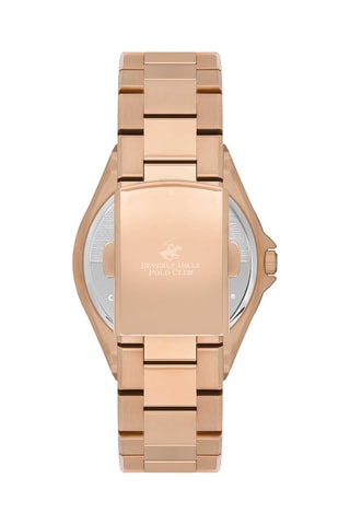 Montre à quartz en acier et diamant - Doré rose