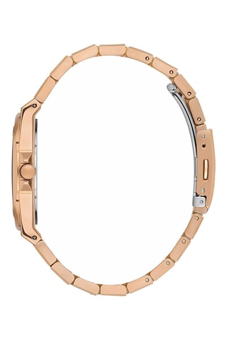 Montre à quartz en acier et diamant - Doré rose