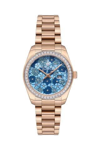 Montre à quartz en acier et céramique - Doré rose