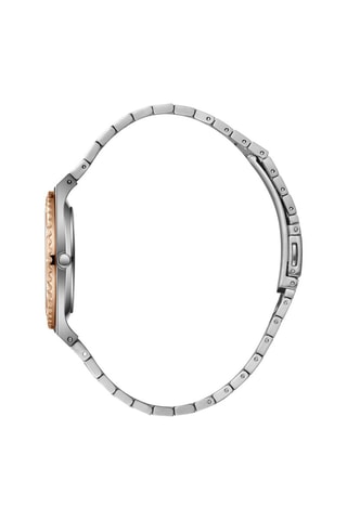 Montre à quartz en acier et céramique - Argenté et doré rose