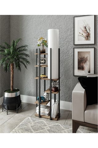 Lampadaire - Imitation noyer et marron - 60 W