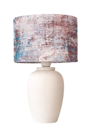 Lampe de table en velours et céramique - Blanc - 40 W