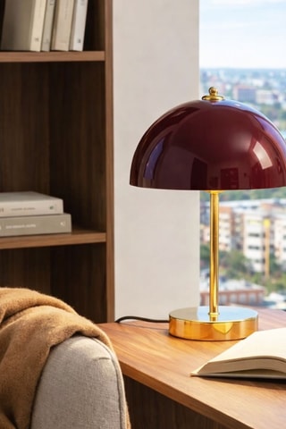 Lampe de table - Bordeaux et doré - 40 W
