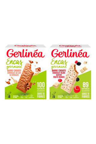 4 x Barres chocolat blanc et fruits rouges - 90 g et 4 x Barres chocolat au lait et céréales - 120 g