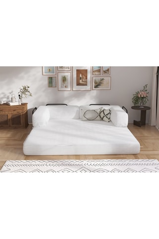 Canapé convertible Smart - Blanc - 2 places - En tissu velours