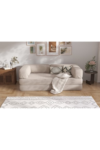 Canapé convertible Smart - Beige - 2 places - En tissu velours