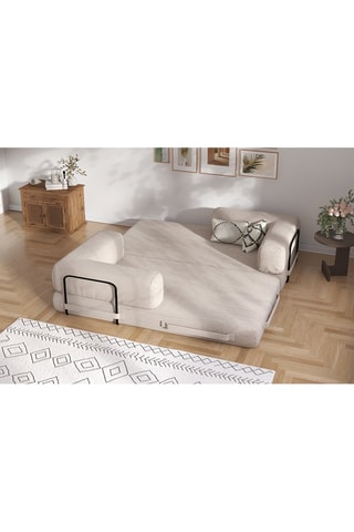 Canapé convertible Smart - Beige - 2 places - En tissu velours