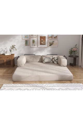 Canapé convertible Smart - Beige - 2 places - En tissu velours