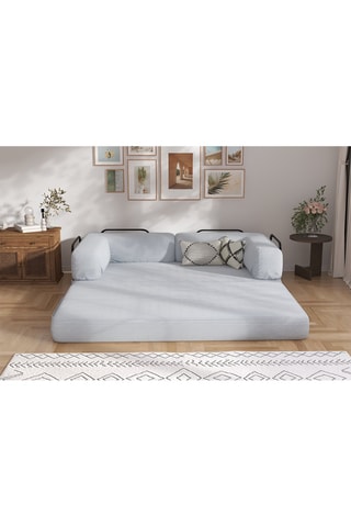 Canapé convertible Smart - Gris clair - 2 places - En tissu velours