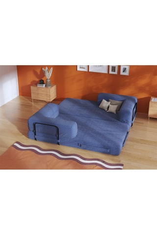 Canapé convertible Smart - Bleu - 2 places - En tissu velours