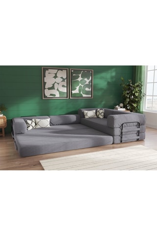 Canapé d’angle droit convertible Smart - Anthracite - 4 places - En tissu velours