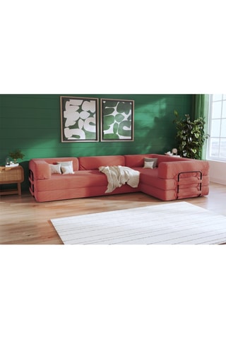 Canapé d'angle droit convertible Smart - Marron - 4 places - En tissu velours