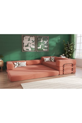 Canapé d'angle droit convertible Smart - Marron - 4 places - En tissu velours