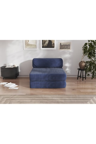 Chauffeuse convertible Smart - Bleu marine - 1 place - En tissu velours