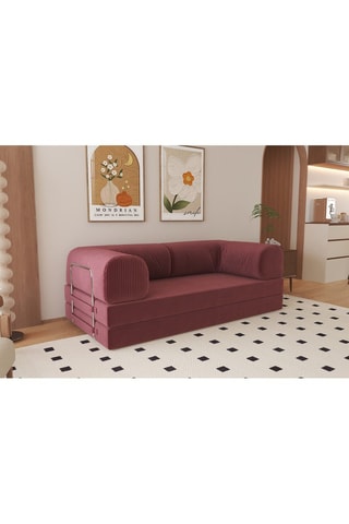 Canapé convertible - Bordeaux - 2 places - En tissu velours