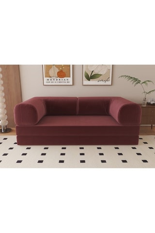 Canapé convertible - Bordeaux - 2 places - En tissu velours