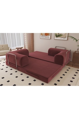 Canapé convertible - Bordeaux - 2 places - En tissu velours