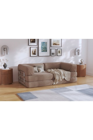 Canapé convertible Smart - Beige foncé - 2 places - En tissus velours