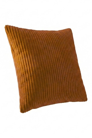 Coussin - Marron - 50 x 50 x 7 cm - Toucher velours côtelé
