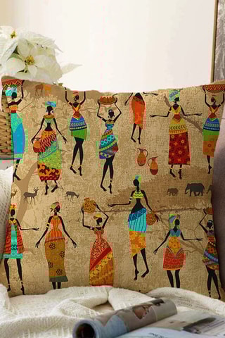 Coussin Son - 43 x 43 cm - Beige et rouge