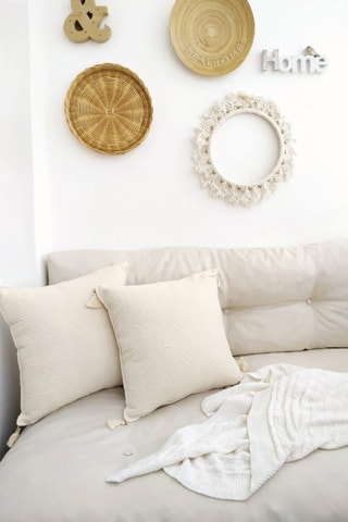 Coussin Buldansi - 43 x 43 cm - Beige et bleu