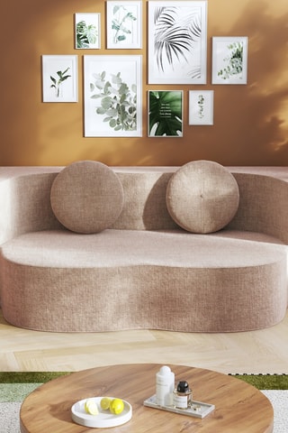 Canapé convertible Cloud - Ivoire et taupe - 2 places - En tissu moelleux