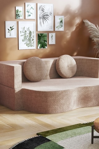 Canapé convertible Cloud - Ivoire et taupe - 2 places - En tissu moelleux