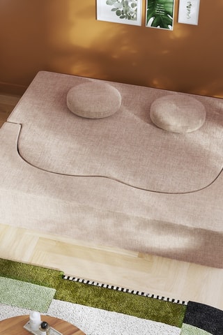 Canapé convertible Cloud - Ivoire et taupe - 2 places - En tissu moelleux