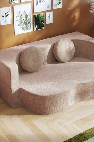 Canapé convertible Cloud - Ivoire et taupe - 2 places - En tissu moelleux