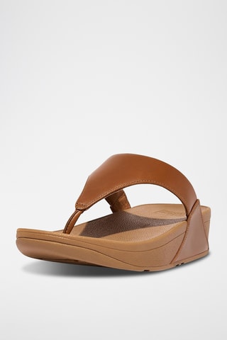 Tongs compensées en cuir Lulu - Marron