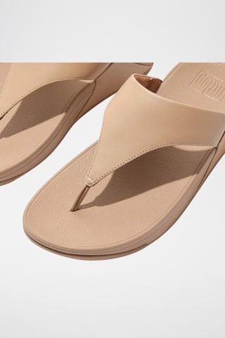 Tongs compensées en cuir Lulu - Beige