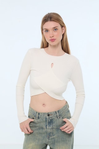 Pull court - Ecru - Jennyfer